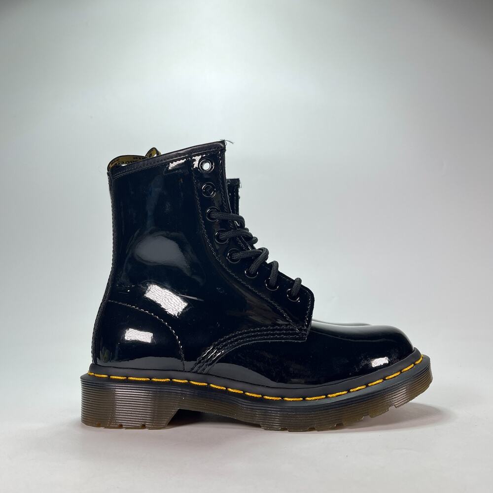 Dr. Martens 1460 Black Patent Leather Combat Ankle Boots 11821 Women's Size 5